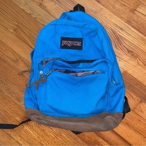 Blue Jansport Backpack Leather Bottom